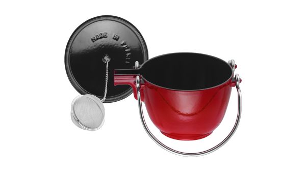 STAUB Teekanne,Kanne 16 cm rund Kirsch-Rot Gusseisen Induktion geeignet