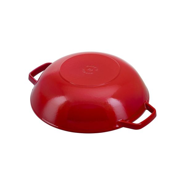 Staub Specialities Wok mit Glassdeckel, 30 cm rund Gusseisen Kirsch-Rot