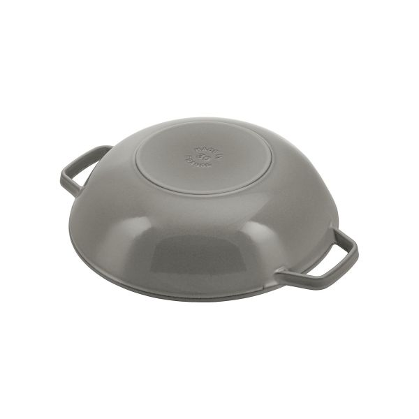 Staub Wok mit Glassdeckel, 30 cm rund Gusseisen Graphit-Grau Volumen: 4,19 l