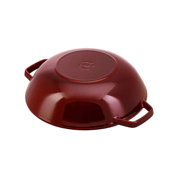 Staub Specialities Wok mit Glassdeckel, 30 cm rund Gusseisen Grenadine-Rot