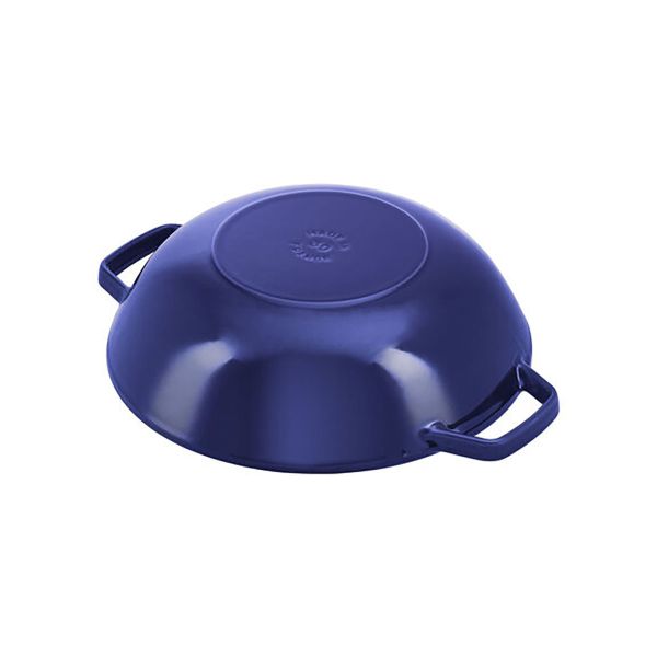 Staub Specialities Wok mit Glassdeckel, 30 cm rund Gusseisen Dunkelblau