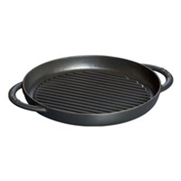 Staub Grill Pans Pure Grill, 23 cm rund Gusseisen Schwarz