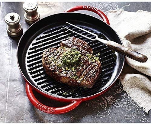 Staub Grill Pans Pure Grill, 23 cm rund Gusseisen Kirsch-Rot Für alle Herdarten