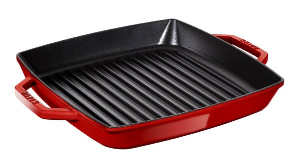 STAUB Grill Pans Grillpfanne, 28 cm quadratisch Gusseisen Kirsch-Rot