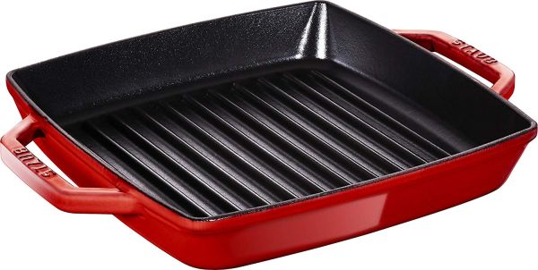 Staub Grill Pans Grillpfanne, 23 cm quadratisch Gusseisen Kirsch-Rot Kirsch-Rot