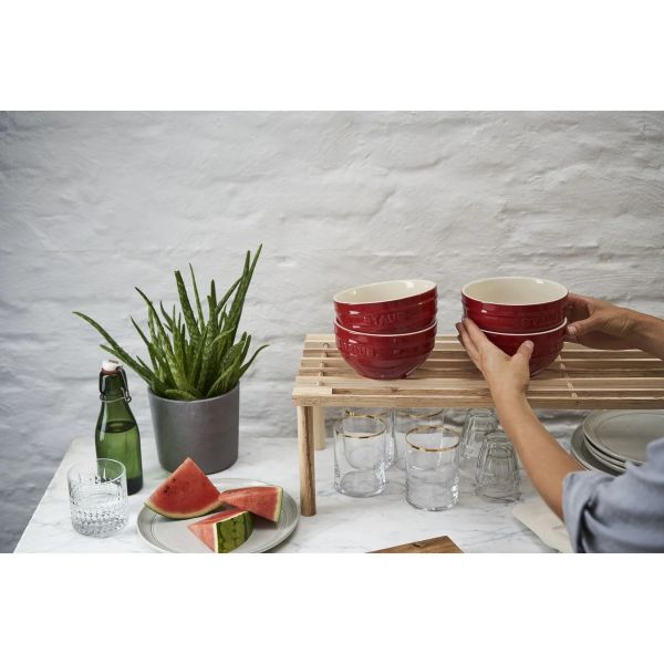 Staub Ceramique Schüsselset, Schüssel 4-tlg Kirsch-Rot Keramik 14 cm 0,7 Liter Zubereiten und Servieren