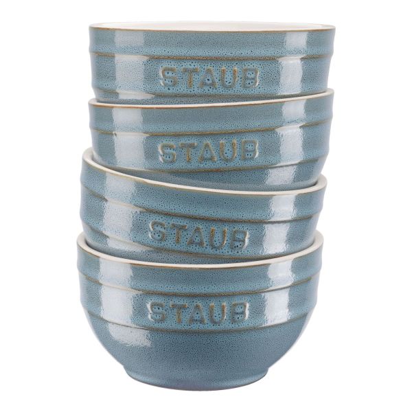 Staub Ceramique Schüsselset,Schüssel 4-tlg Antik-Türkis Keramik 14 cm 0,7 Liter Zubereiten und Servieren