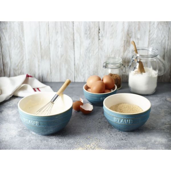Staub Ceramique Schüsselset,Schüssel 4-tlg Antik-Türkis Keramik 14 cm 0,7 Liter Zubereiten und Servieren