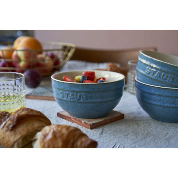 Staub Ceramique Schüsselset,Schüssel 4-tlg Antik-Türkis Keramik 14 cm 0,7 Liter Zubereiten und Servieren