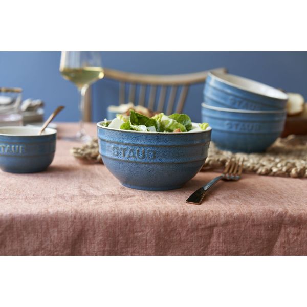 Staub Ceramique Schüsselset,Schüssel 4-tlg Antik-Türkis Keramik 14 cm 0,7 Liter Zubereiten und Servieren