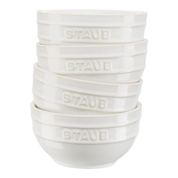Staub Ceramique Schüsselset, Schüssel 4-tlg Elfenbein-Weiß Keramik 12 cm 0,4 Liter