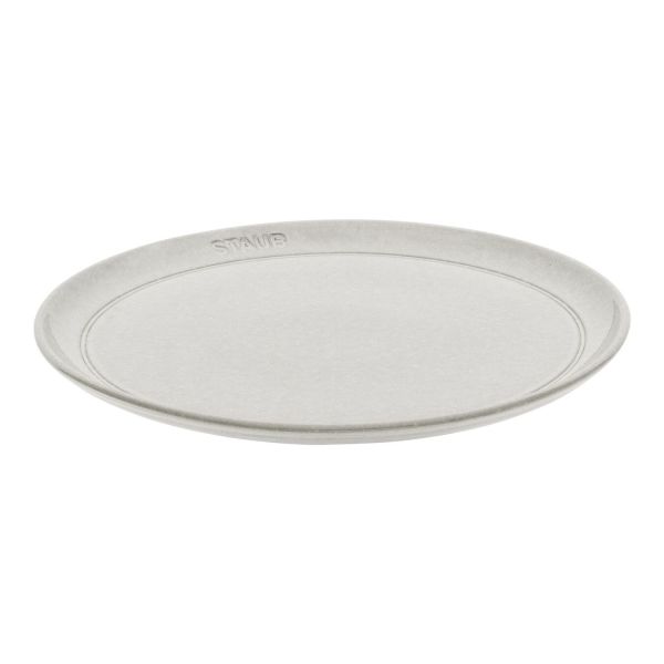 Staub Dining Line Teller flach, 22 cm Weisser Trüffel Keramik Kratzfest Emaillebeschichtung