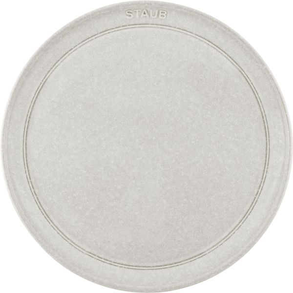 Staub Dining Line Teller flach, 22 cm Weisser Trüffel Keramik Kratzfest Emaillebeschichtung