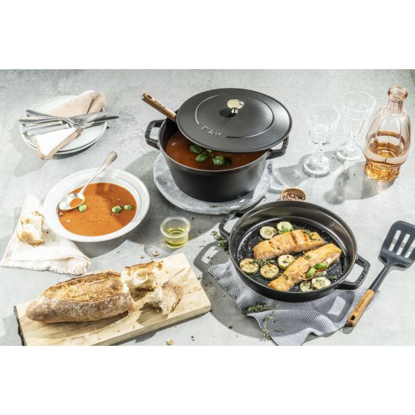 Staub La Cocotte Kochtopfset, 2-tlg rund Gusseisen Schwarz Kochtopf Topf