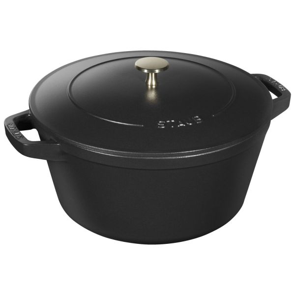 Staub La Cocotte Kochtopfset, 2-tlg rund Gusseisen Schwarz Kochtopf Topf