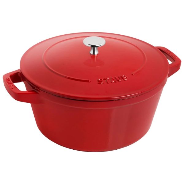 Staub La Cocotte Kochtopfset, 2-tlg rund Gusseisen Kirsch-Rot Kochtopf Topf