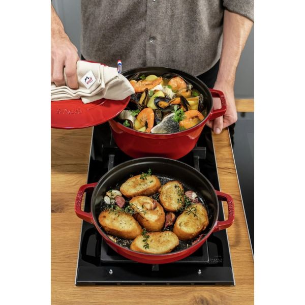 Staub La Cocotte Kochtopfset, 2-tlg rund Gusseisen Kirsch-Rot Kochtopf Topf