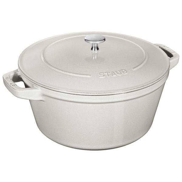 Staub La Cocotte Kochtopfset, 2-tlg rund Gusseisen Weisser Trüffel Kochtopf Topf