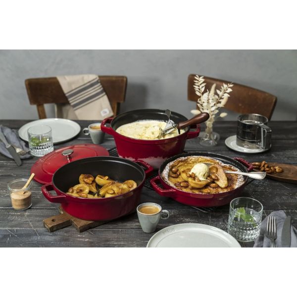 Staub La Cocotte Kochtopfset, 3-tlg rund Gusseisen Kirsch-Rot