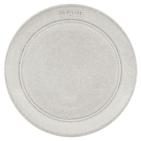 Staub 6 er Set Dining Line Teller flach 26 cm, Keramik, Weisser Trüffel