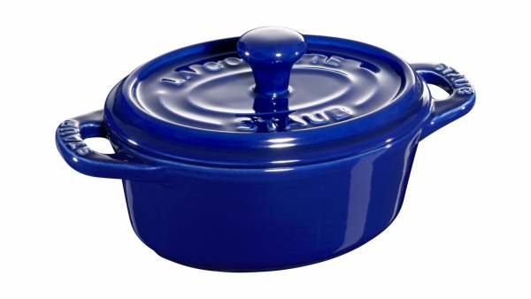 Staub Keramik 6 er Set Mini Cocotte, oval dunkelblau 11 cm Ceramic