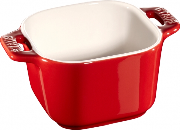 Staub Keramik 6er Set XS Mini Förmchen Ramekin Dessertschale quadratisch Kirschrot 8 cm