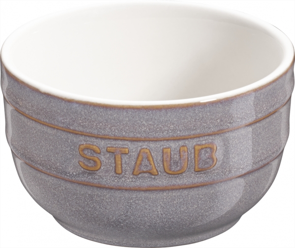 Staub Keramik Dessertschale Auflaufform Förmchen, rund, 6er Set Antikgrau 8 cm