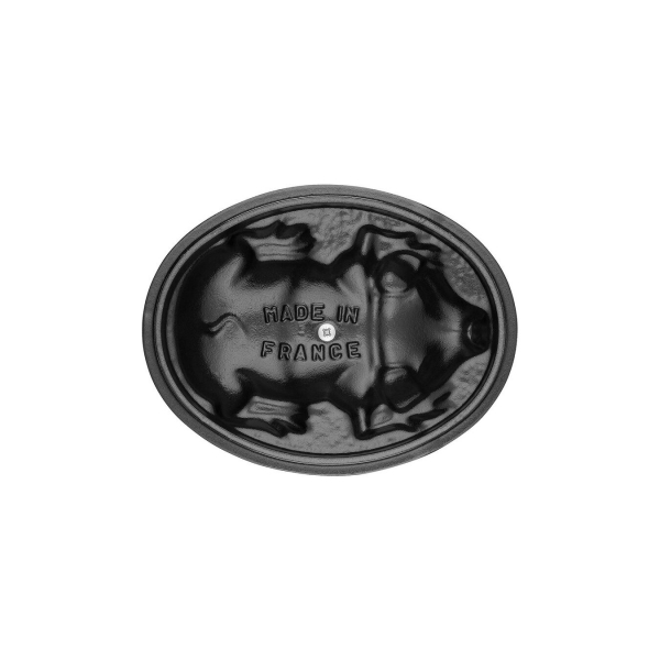 Staub Kochgeschirr Cocotte Bräter Kochtopf Bratentopf Schwein 17 grau oval Schwarz 17 cm
