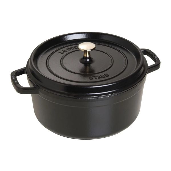 Staub La Cocotte Cocotte, 26 cm Schwarz rund Gusseisen Bräter Kochtopf Schmortopf