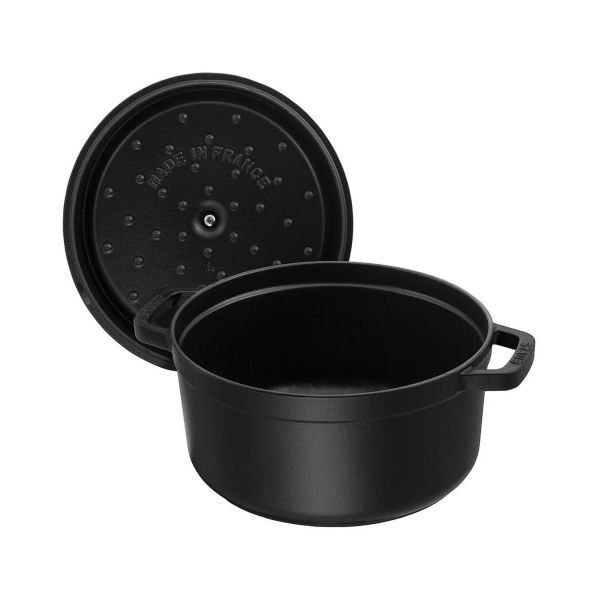 Staub La Cocotte Cocotte, 26 cm Schwarz rund Gusseisen Bräter Kochtopf Schmortopf