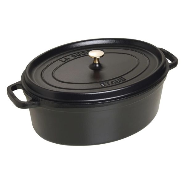 Staub La Cocotte Bräter Topf 37 cm oval Schwarz Gusseisen Für alle Herdarten i