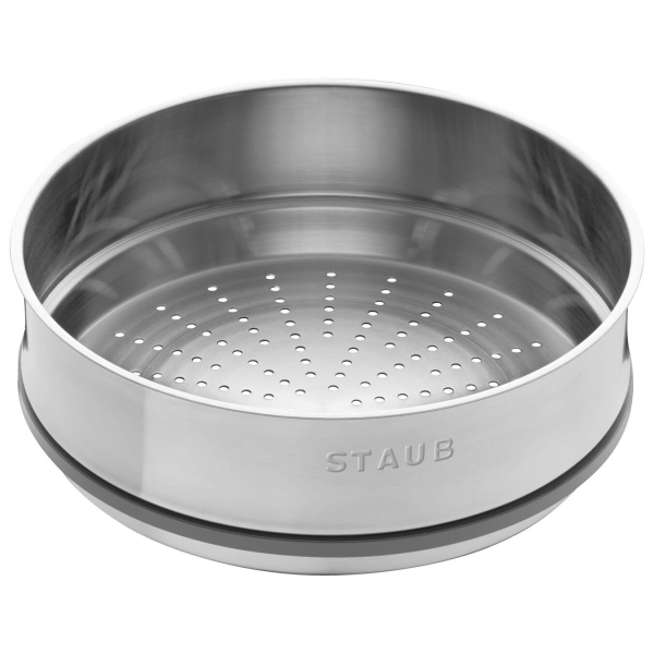 Staub Cocotte Bräter Kochtopf rund mit Dämpfeinsatz Schwarz 26 cm 4,6 l