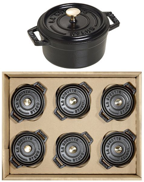 Staub Mini Schmortopf Gusseisen schwarz emailliert Gastro 6 er Set