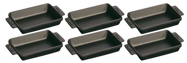 Staub 6er Set Mini-Auflaufform 15 x 11cm, 0,25L schwarz