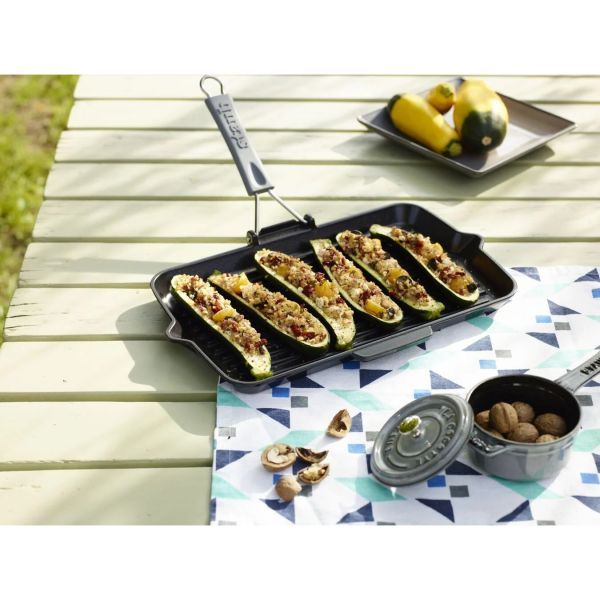 Staub Grill Pans Grillpfanne, 24 cm quadratisch Gusseisen Schwarz Schwarz