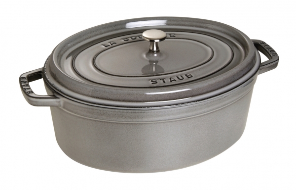 Staub Kochgeschirr Cocotte Bräter Kochtopf Bratentopf oval Graphitgrau 37 cm