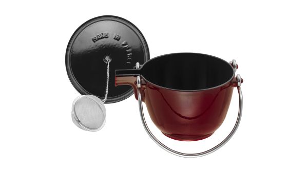 Staub Teekessel Teekanne Gusseisen rund Grenadine-Rot 21cm fasst 1,15L