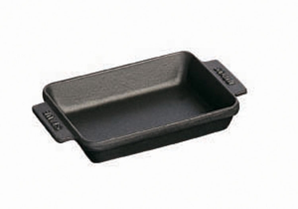 Staub Mini Teller Auflaufform 15x11 cm schwarz aus Gusseisen