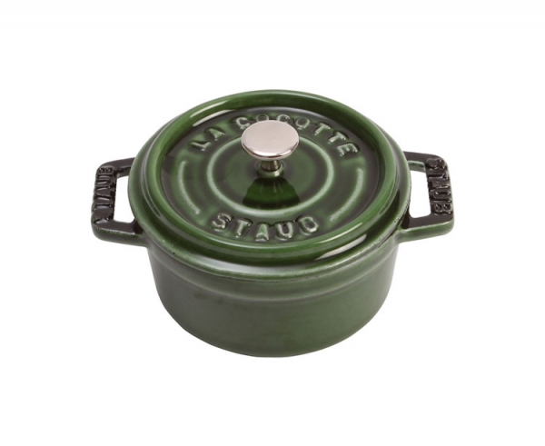 Staub Cocotte Bräter 10 cm basilikumgrün rund