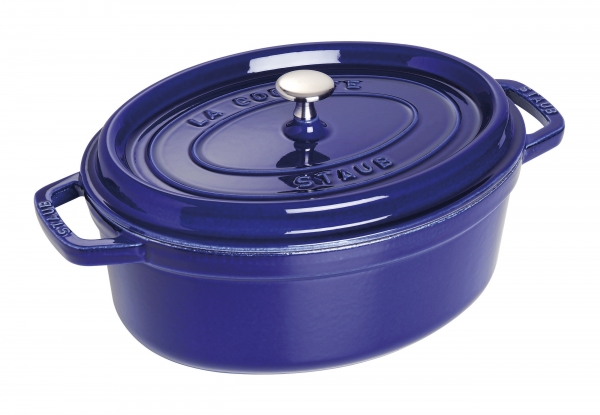 Staub oval Cocotte Bräter 29 cm dunkelblau oval