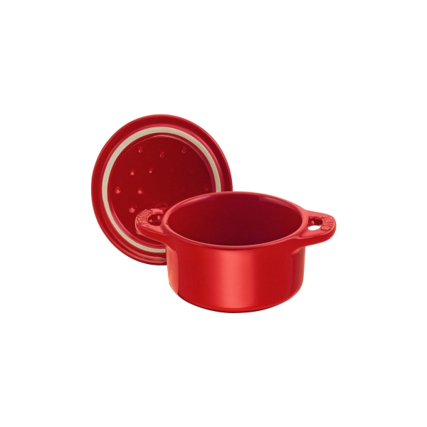 Staub Keramik Dessertschale Auflaufform Mini Cocotte, rund Kirsch-Rot 10 cm