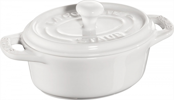 Staub Keramik Mini Cocotte, oval weiß 11 cm Ceramic