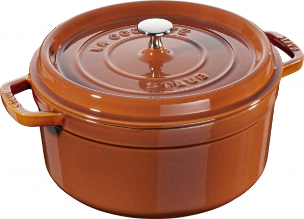 Staub Cocotte Bräter Bratentopf Topf Kochtopf, rund, 26 cm, Zimt Gusseisen