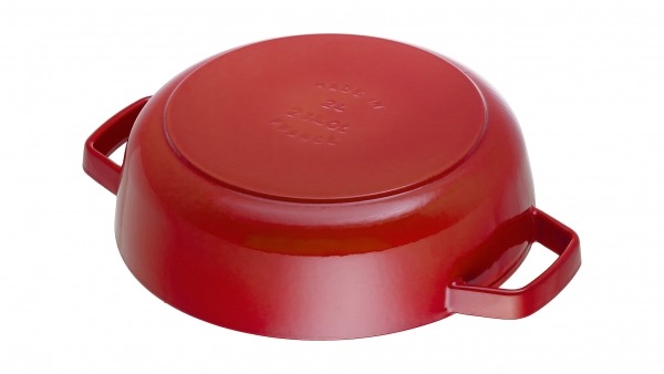 Staub Kochgeschirr Multifunktionsbräter mit Chistera Drop Structure Bräter Bratentopf rund Kirschrot 28 cm