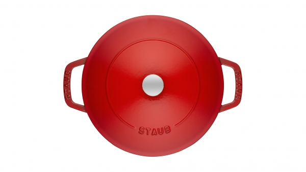 Staub Kochgeschirr Multifunktionsbräter mit Chistera Drop Structure Bräter Bratentopf rund Kirschrot 28 cm