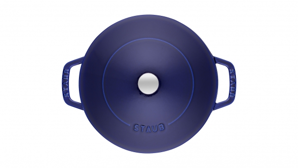 Staub Kochgeschirr Multifunktionsbräter mit Chistera Drop Structure Bräter Bratentopf rund Dunkelblau 28 cm