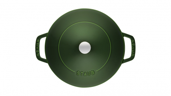 Staub Kochgeschirr Multifunktionsbräter mit Chistera Drop Structure Bräter Bratentopf rund Basilikumgrün 24 cm