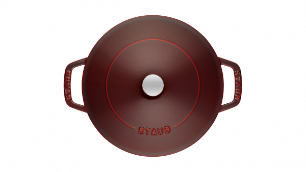 Staub Kochgeschirr Multifunktionsbräter mit Chistera Drop Structure Bräter Bratentopf rund Grenadine 24 cm