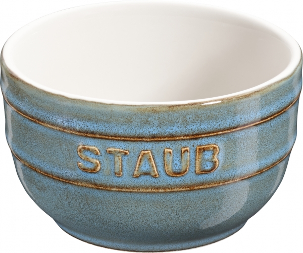 Staub Keramik Dessertschale Auflaufform Förmchen, rund, 2er Set Antiktürkis 8 cm