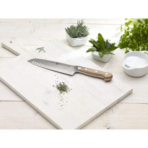 ZWILLING Pro Wood Santokumesser Küchenmesser Universalmesser 18 cm, Kullenschliff